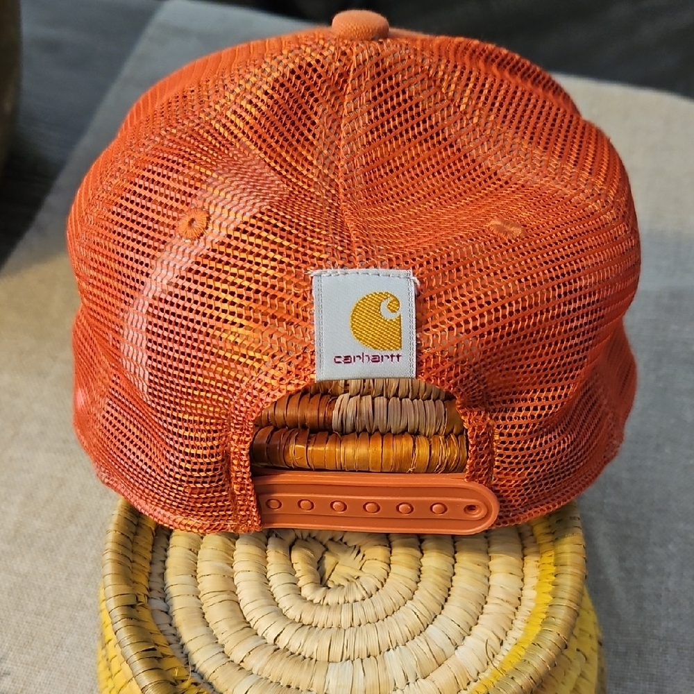 Carhartt Terracotta Orange Snapback Trucker Hat Mesh Back Hat - Picture 2 of 5